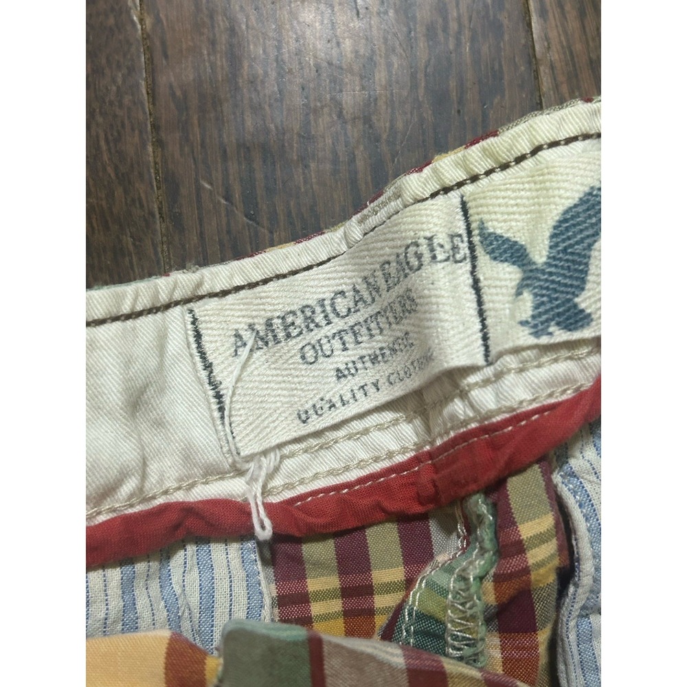 Vtg Y2K American Eagle Plaid Shorts Mens 33 Athletic Fit Preppy Ivy League - Picture 3 of 5